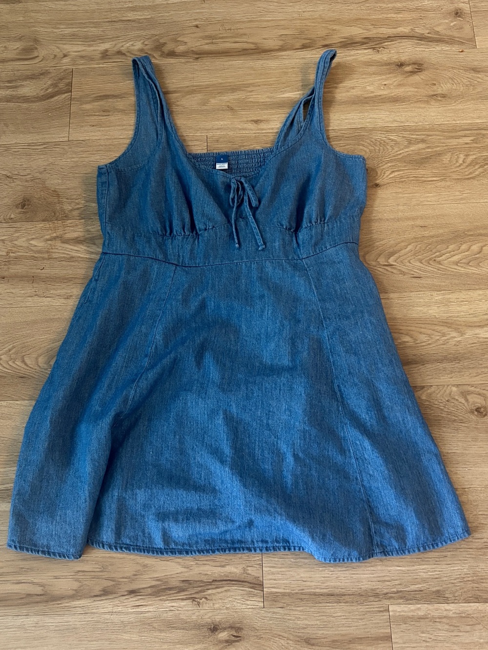 Blue Denim women’s Sundress with Tie Front